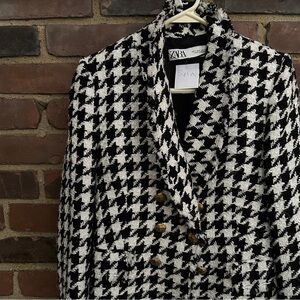 Zara Tweed Houndstooth Jacket